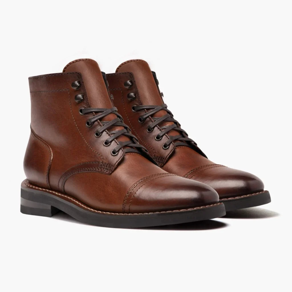Men's Leather Cap Toe Boots