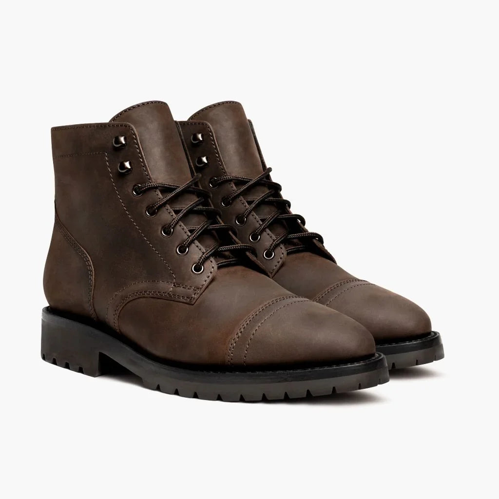 Men's Leather Cap Toe Boots