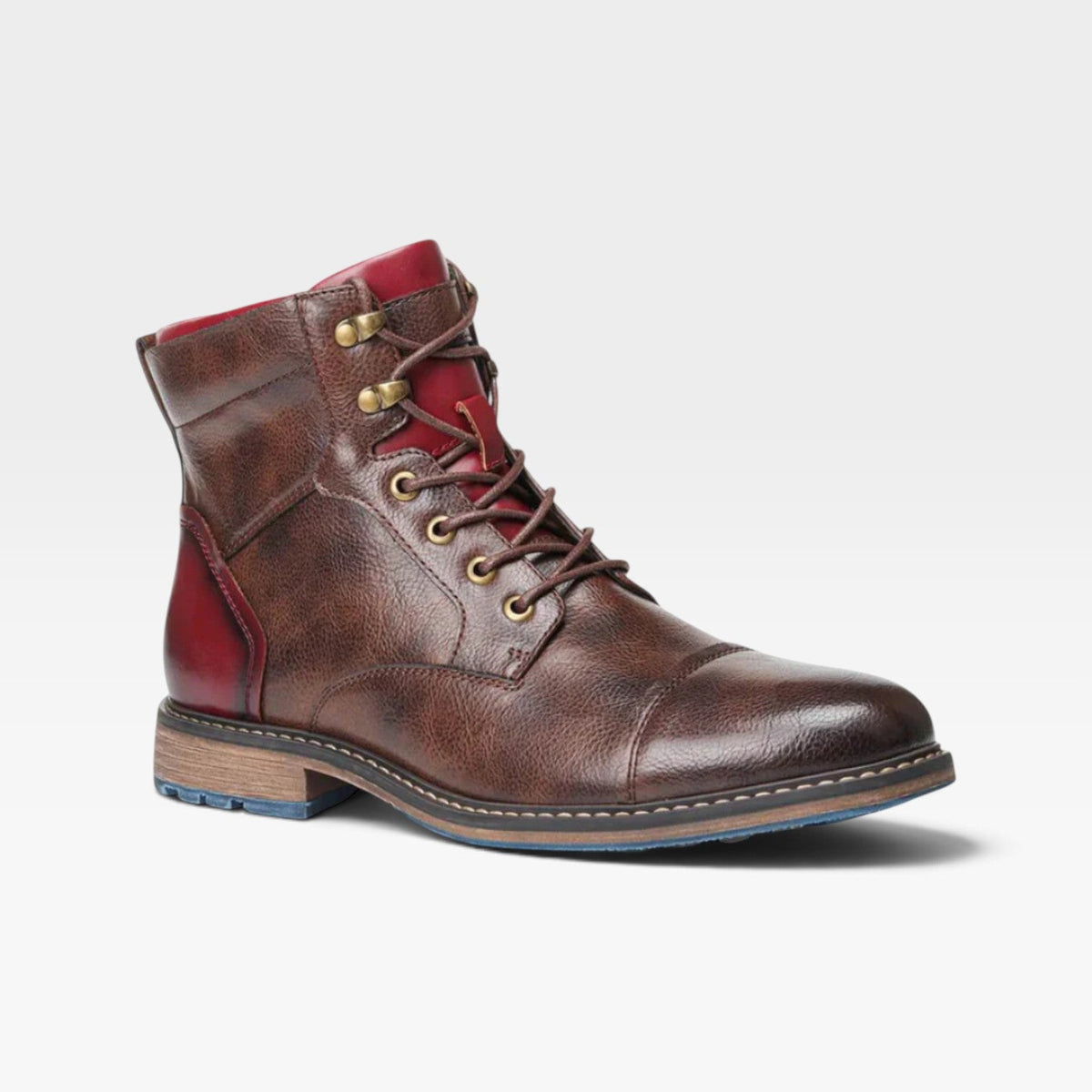 Men's Lace Up Leather Cap Toe Boots