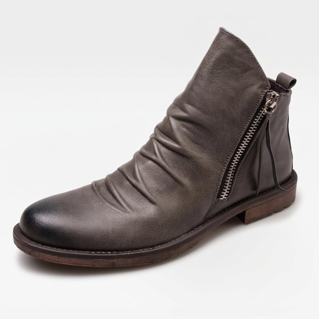 Men's Leather Slouch Ankle Boots