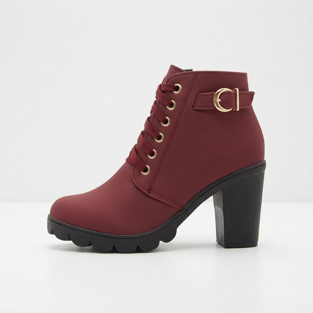 Women's Comfortable Heeled Platform Ankle Boots