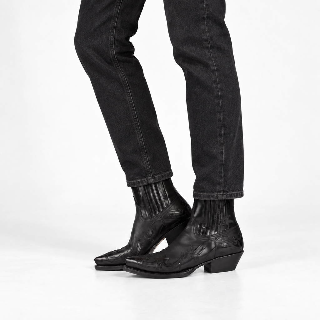 Men's Leather Cowboy Ankle Boots