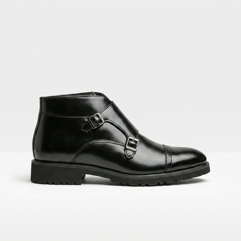 Men's Leather Monk Strap Ankle Boots