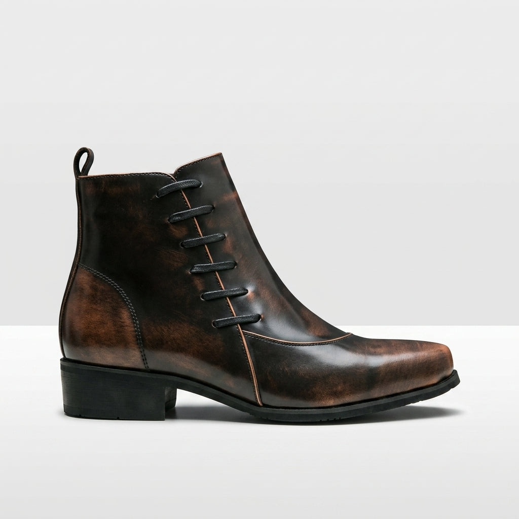 Men's Pointed Toe Leather Ankle Boots