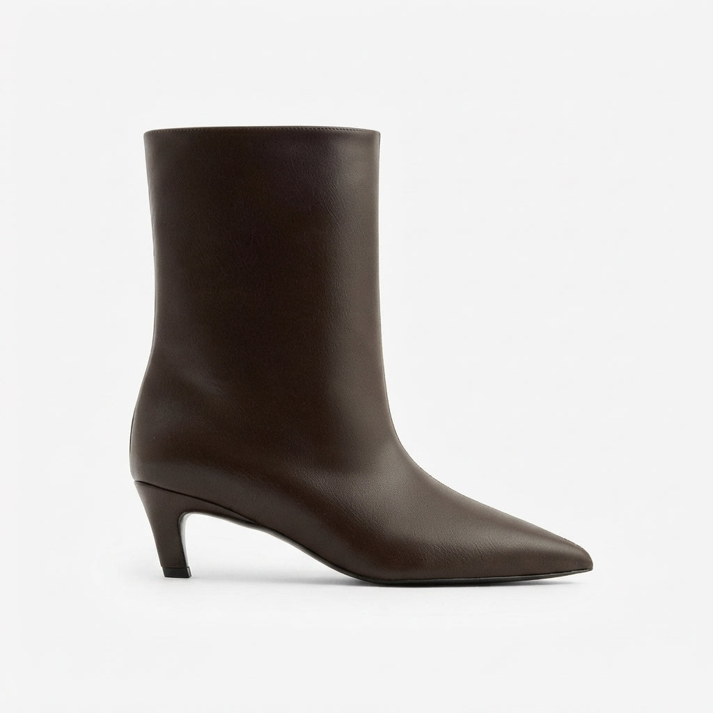 Women's Kitten Heel Leather Ankle Boots