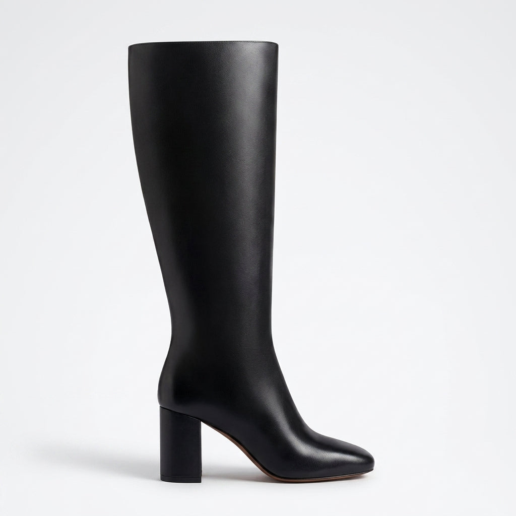Women's Heeled Knee High Leather Boots
