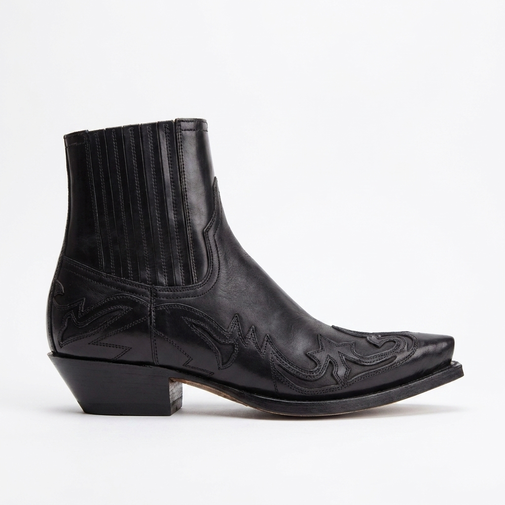 Men's Leather Cowboy Ankle Boots