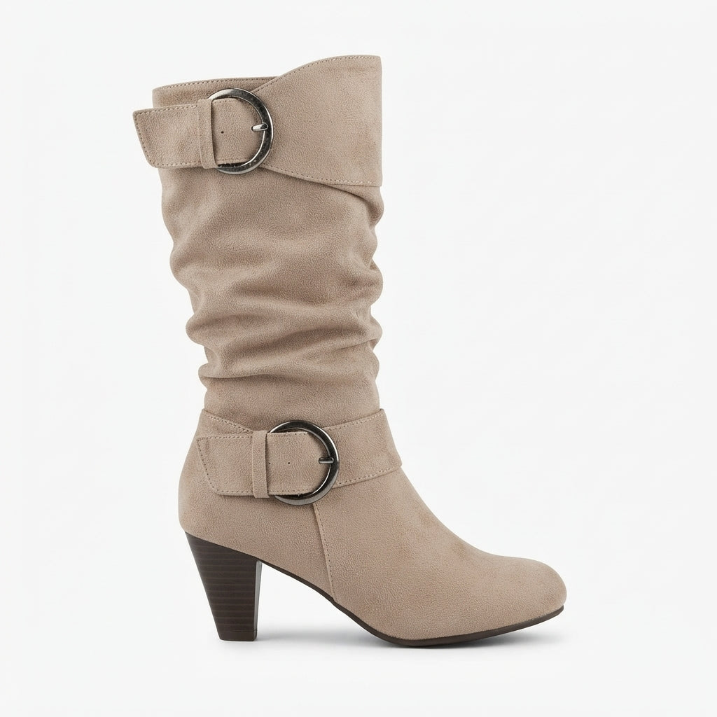 Women's Knee High Heeled Slouch Boots
