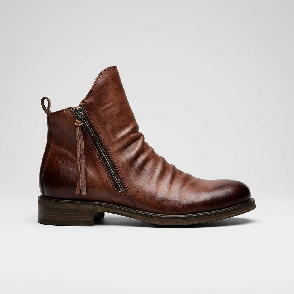 Men's Leather Slouch Ankle Boots
