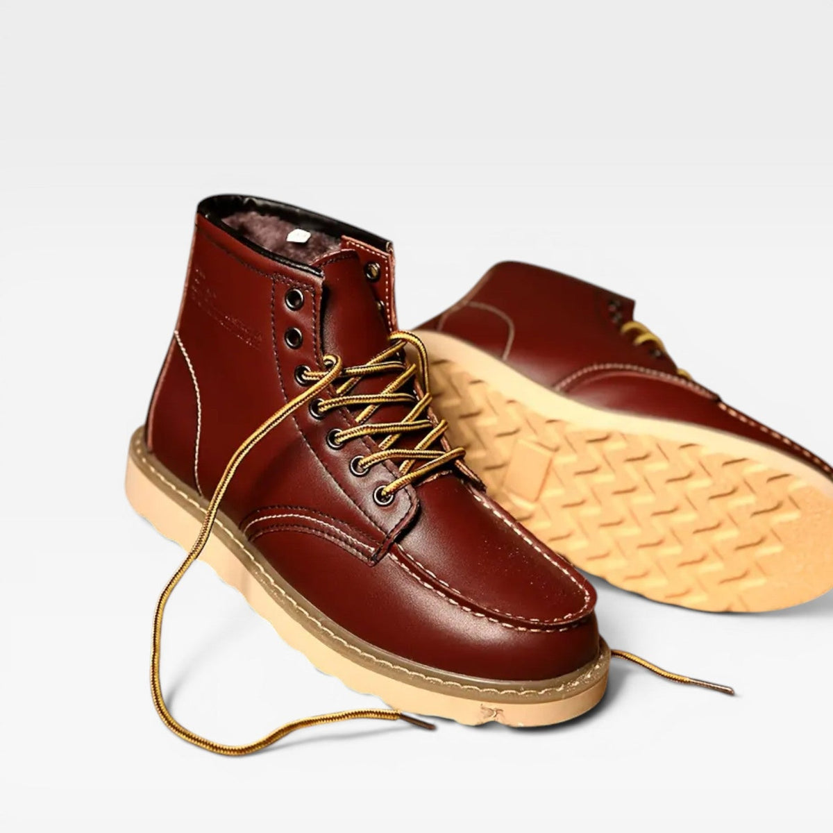 Men's Leather Moc Toe Boots