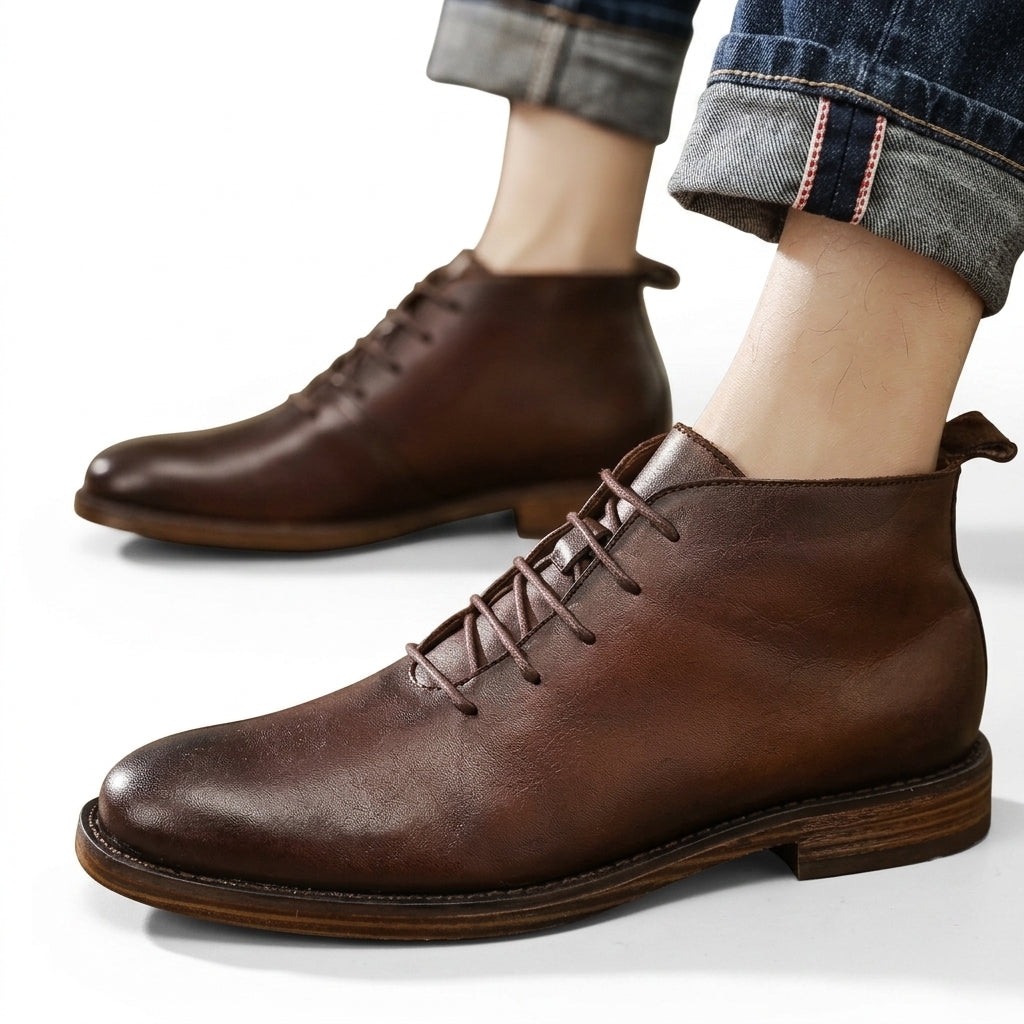 Men's Leather Slip-on Ankle Boots