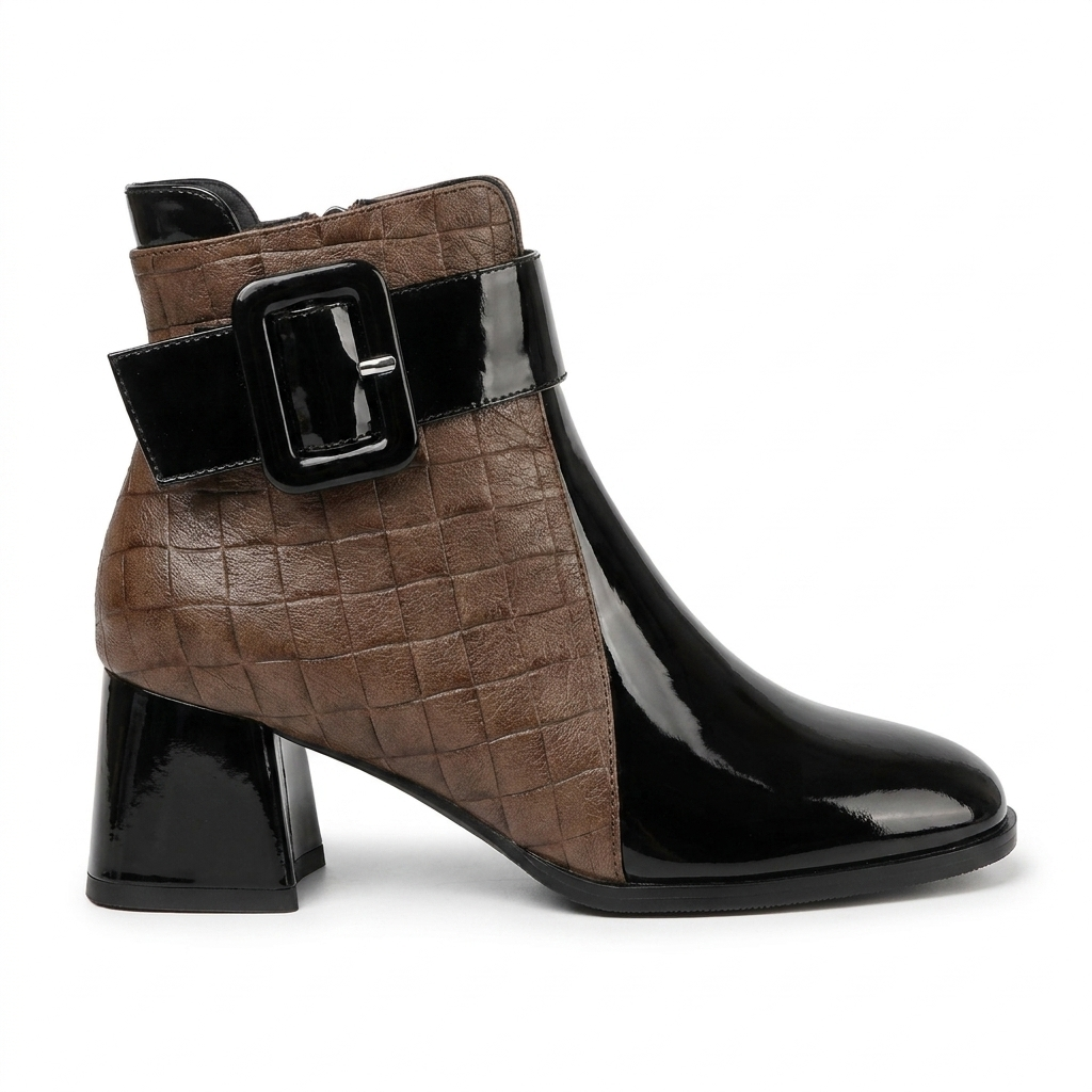 Women's Buckle Strap Heeled Ankle Boots