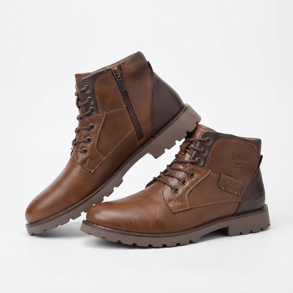 Men's Lace-Up Leather Ankle Boots