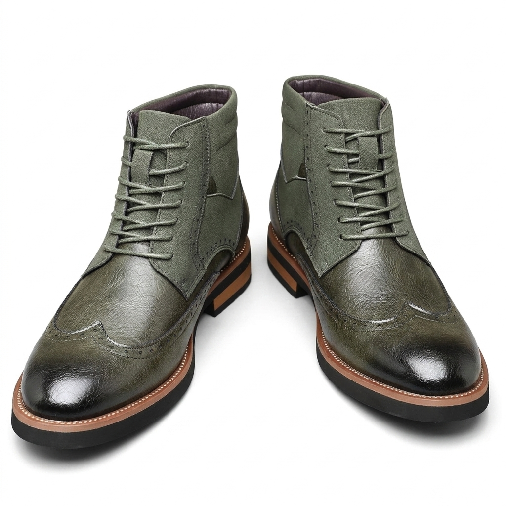 Men's Leather Wingtip Ankle Boots