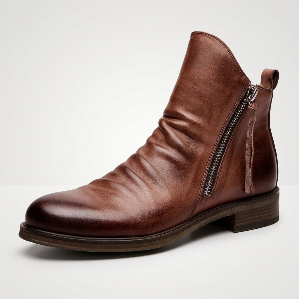 Men's Leather Slouch Ankle Boots