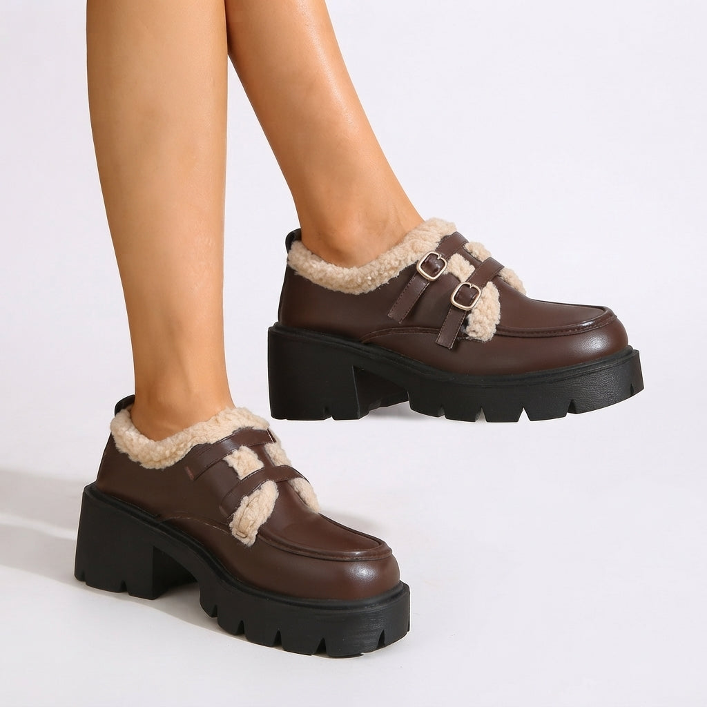 Women's Platform Monk-Strap Shoes