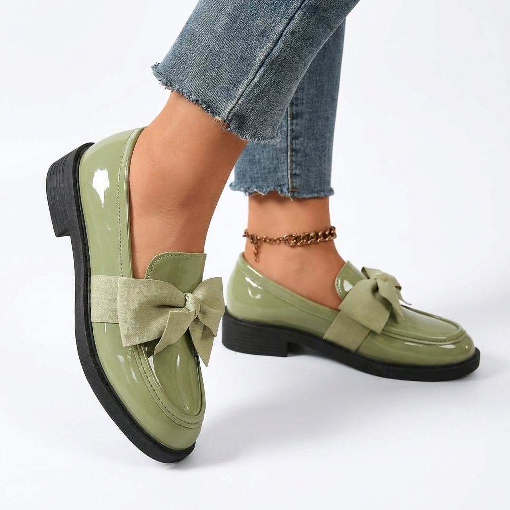 Women's Glossy Bow Loafers