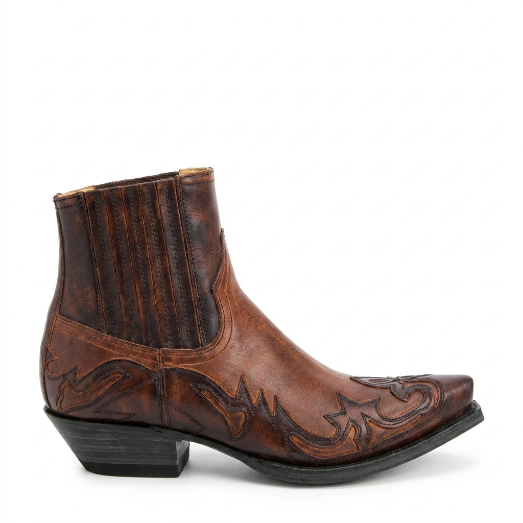 Men's Leather Cowboy Ankle Boots