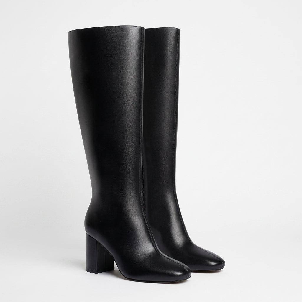Women's Heeled Knee High Leather Boots