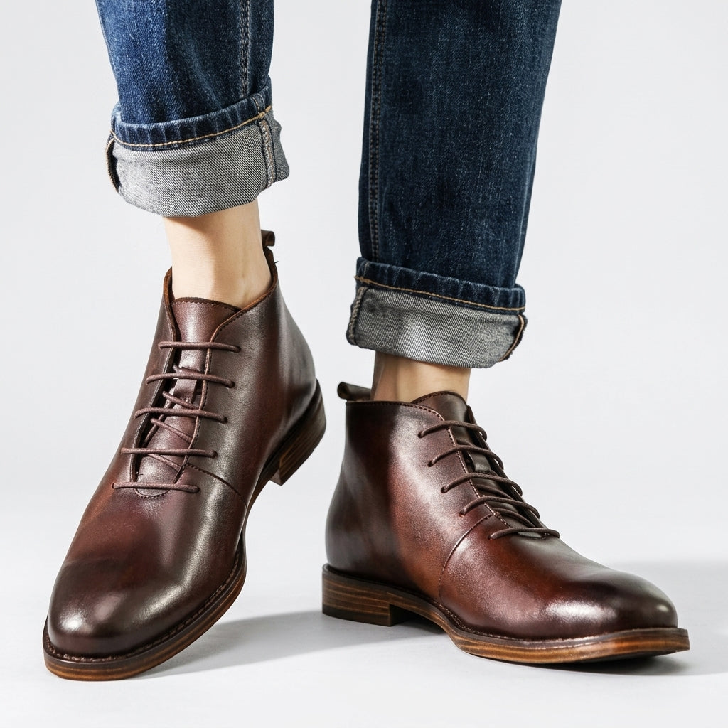 Men's Leather Slip-on Ankle Boots