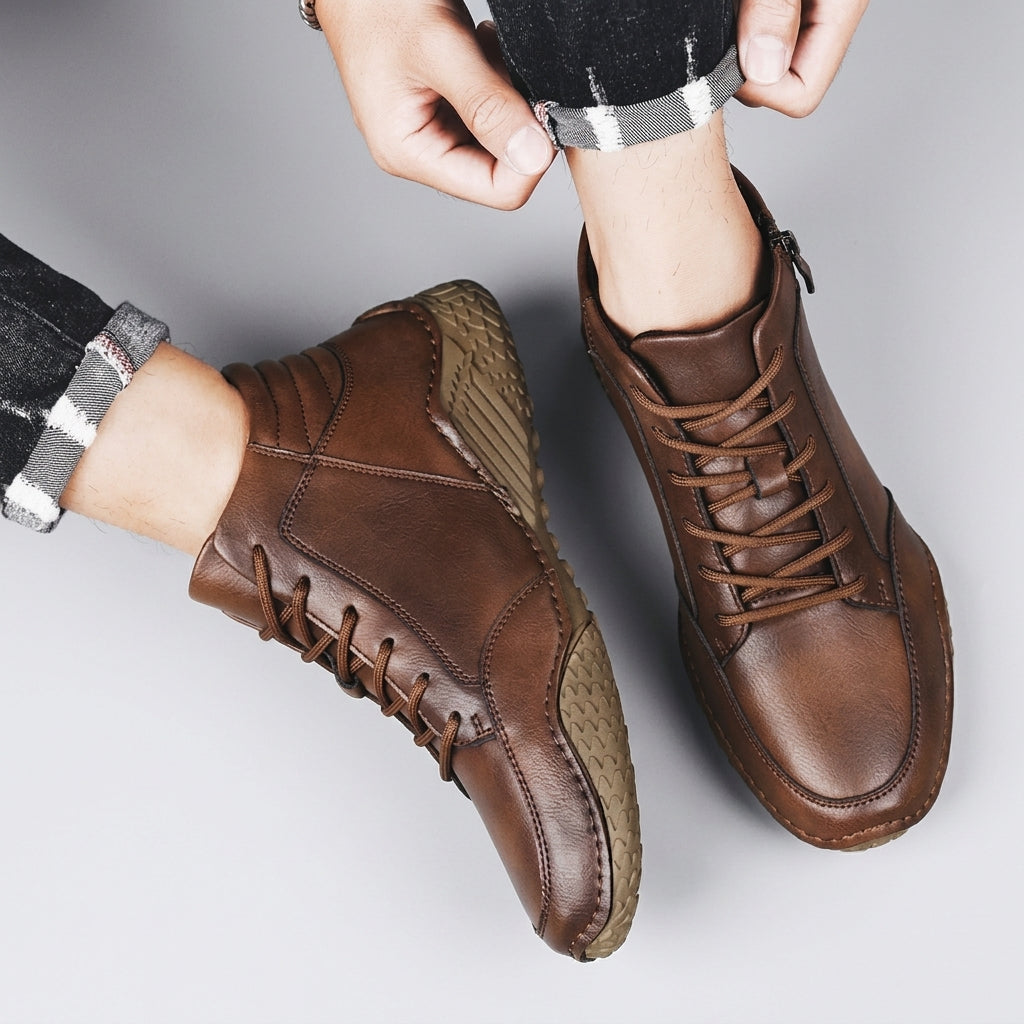 Men's Lace-Up Leather Ankle Boots