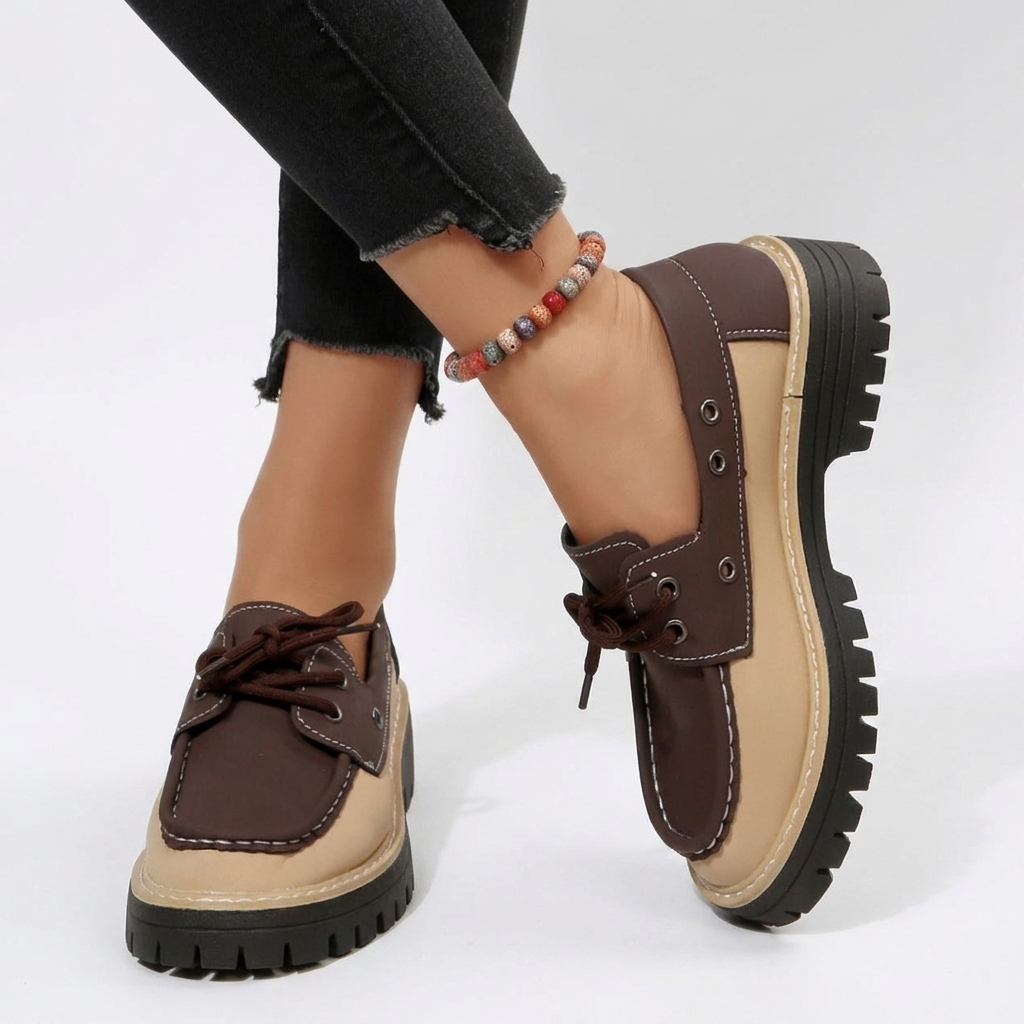 Women's Casual Platform Lace-Up Loafers
