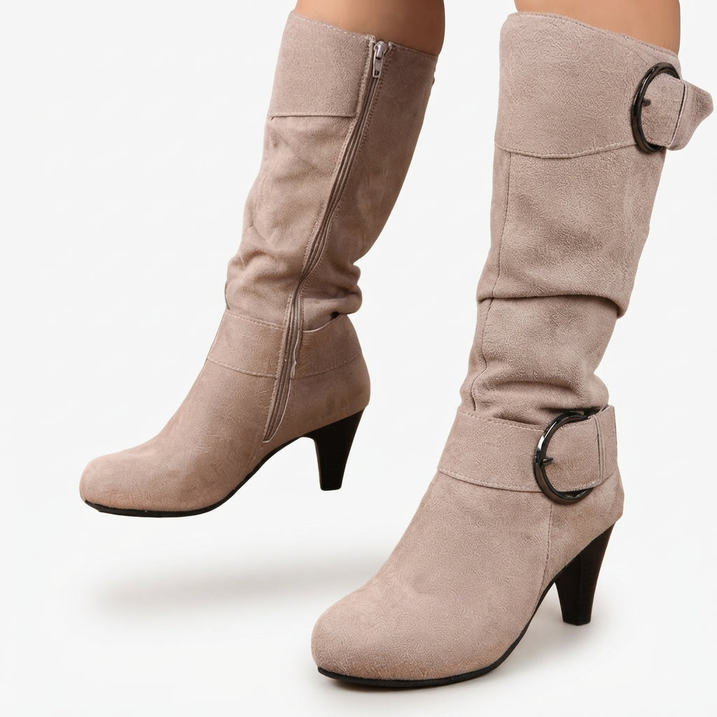 Women's Knee High Heeled Slouch Boots