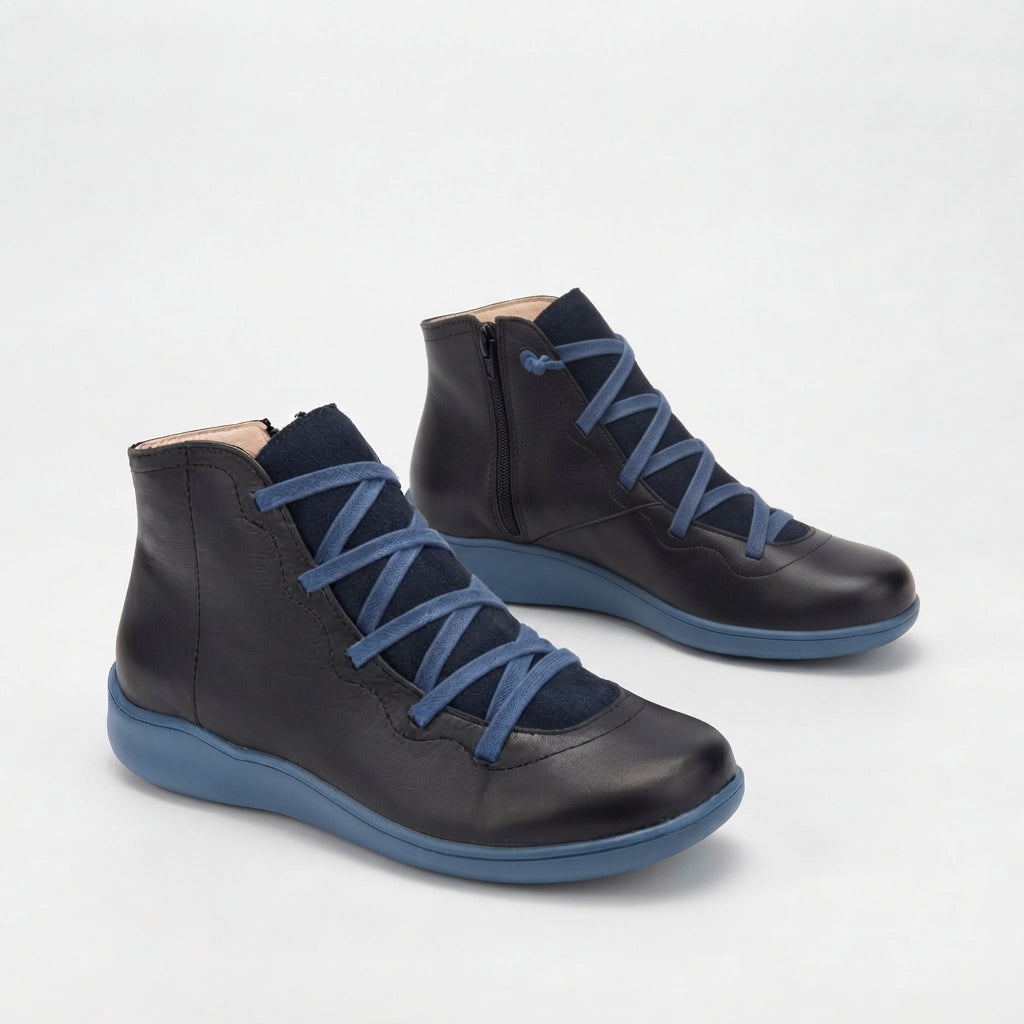 Women's Comfortable Lace-Up Leather Ankle Boots