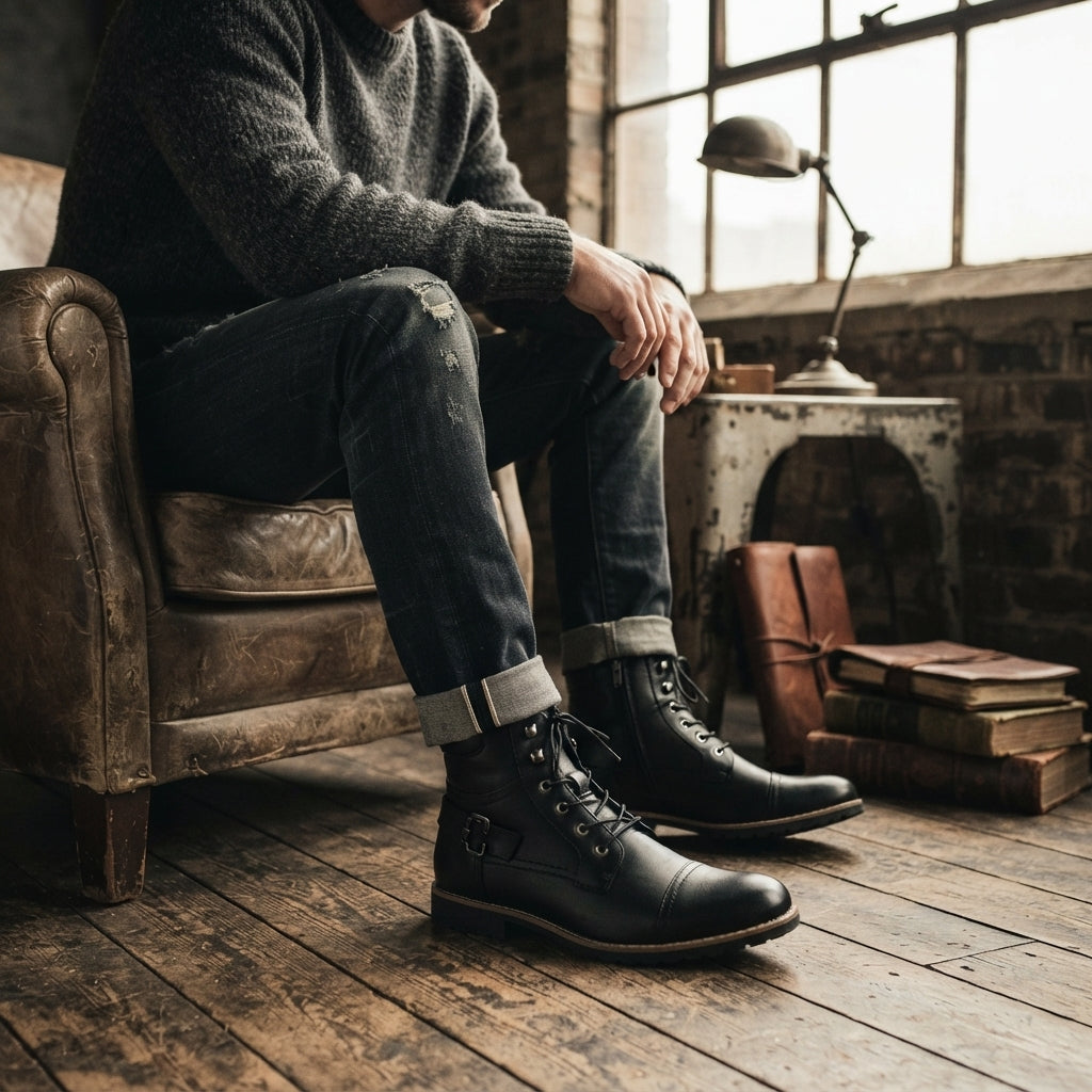 Men's Comfortable Biker Ankle Boots