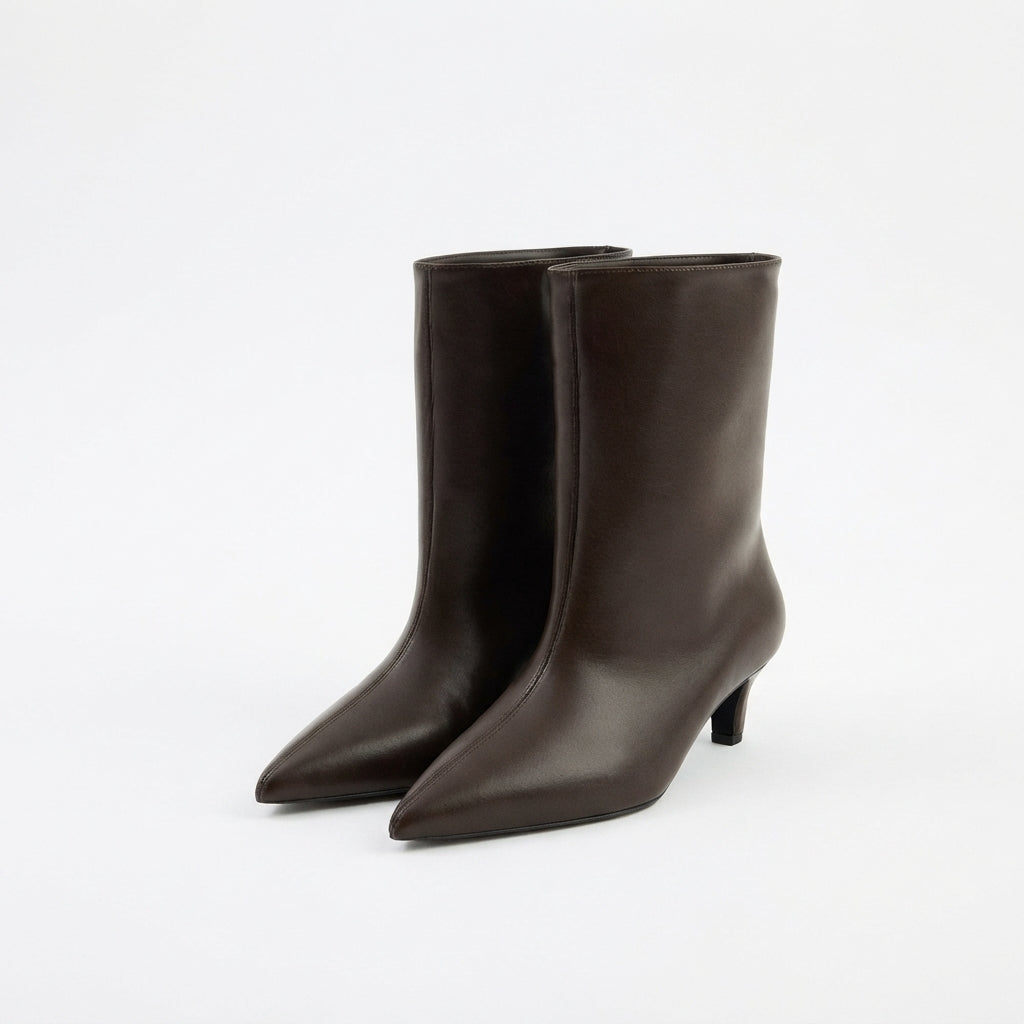 Women's Kitten Heel Leather Ankle Boots