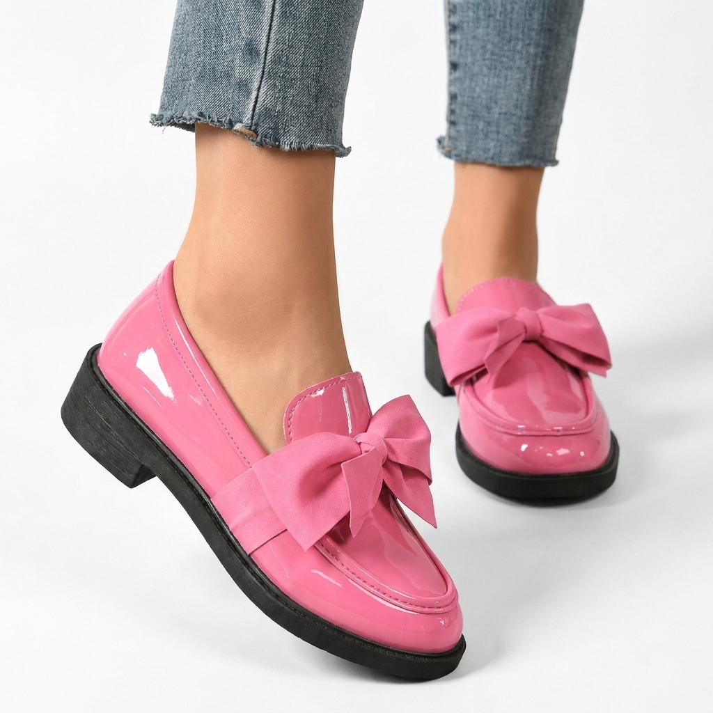 Women's Glossy Bow Loafers