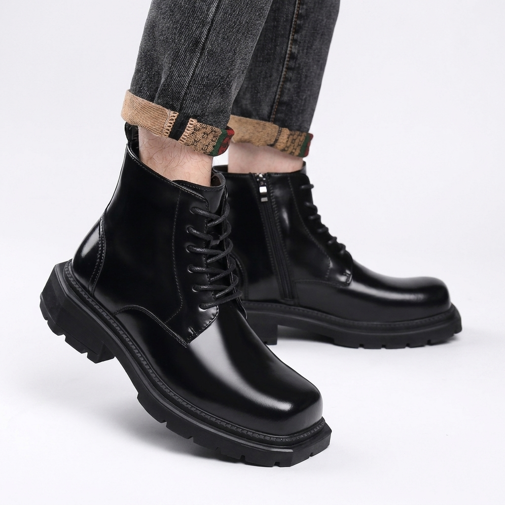 Men's Combat Leather Ankle Boots