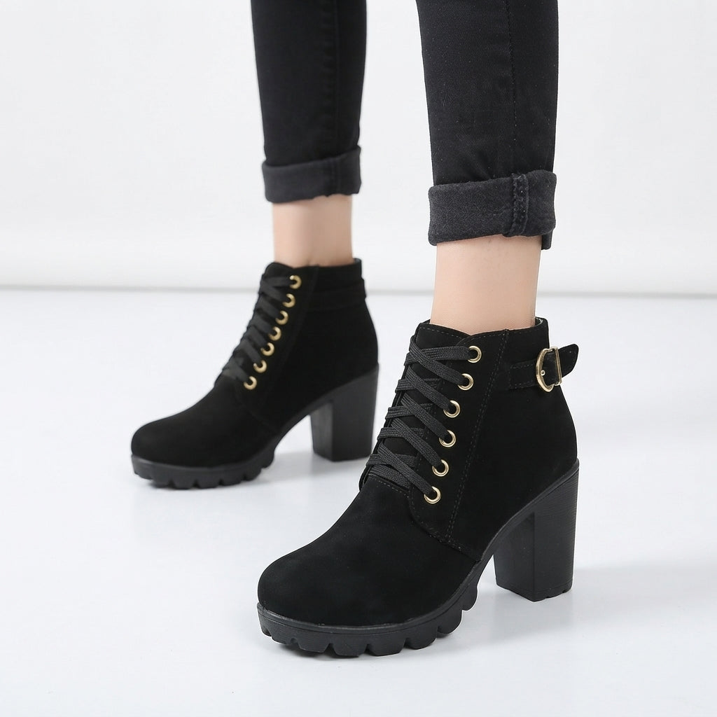 Women's Comfortable Heeled Platform Ankle Boots