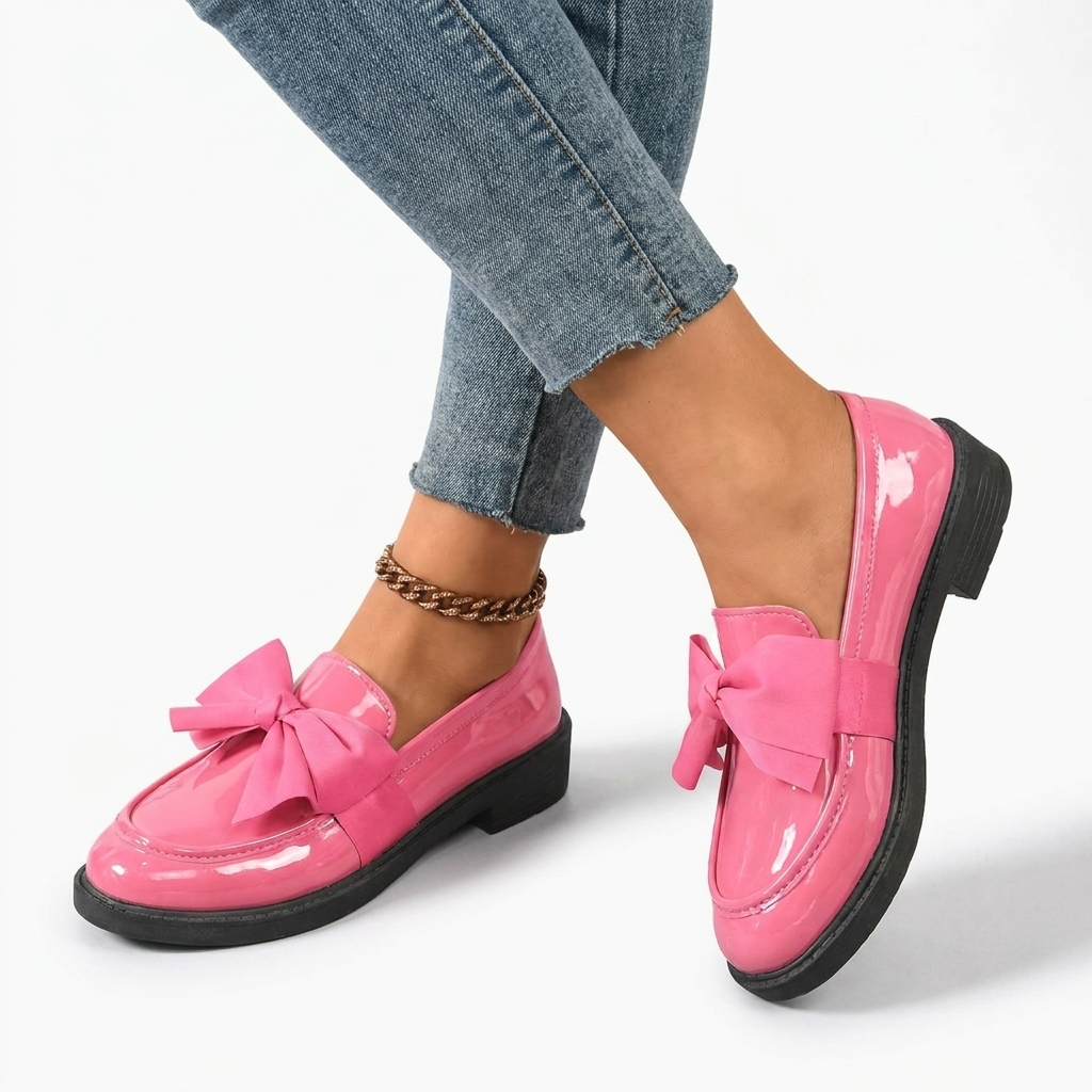 Women's Glossy Bow Loafers