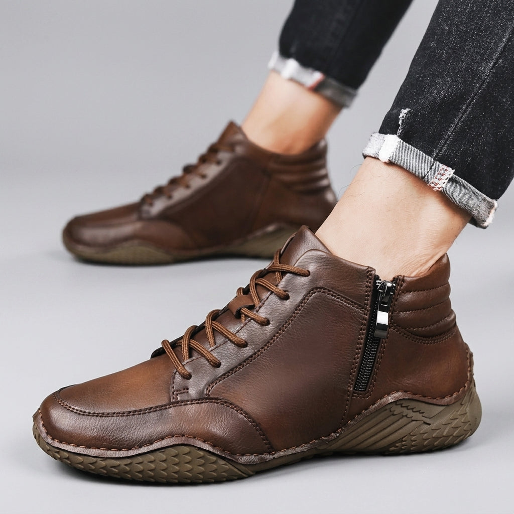 Men's Lace-Up Leather Ankle Boots