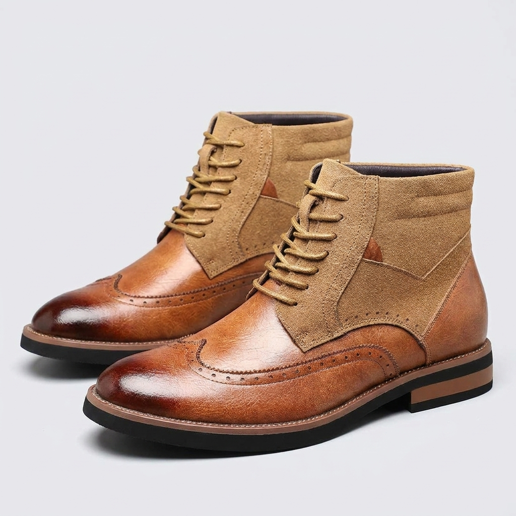 Men's Leather Wingtip Ankle Boots
