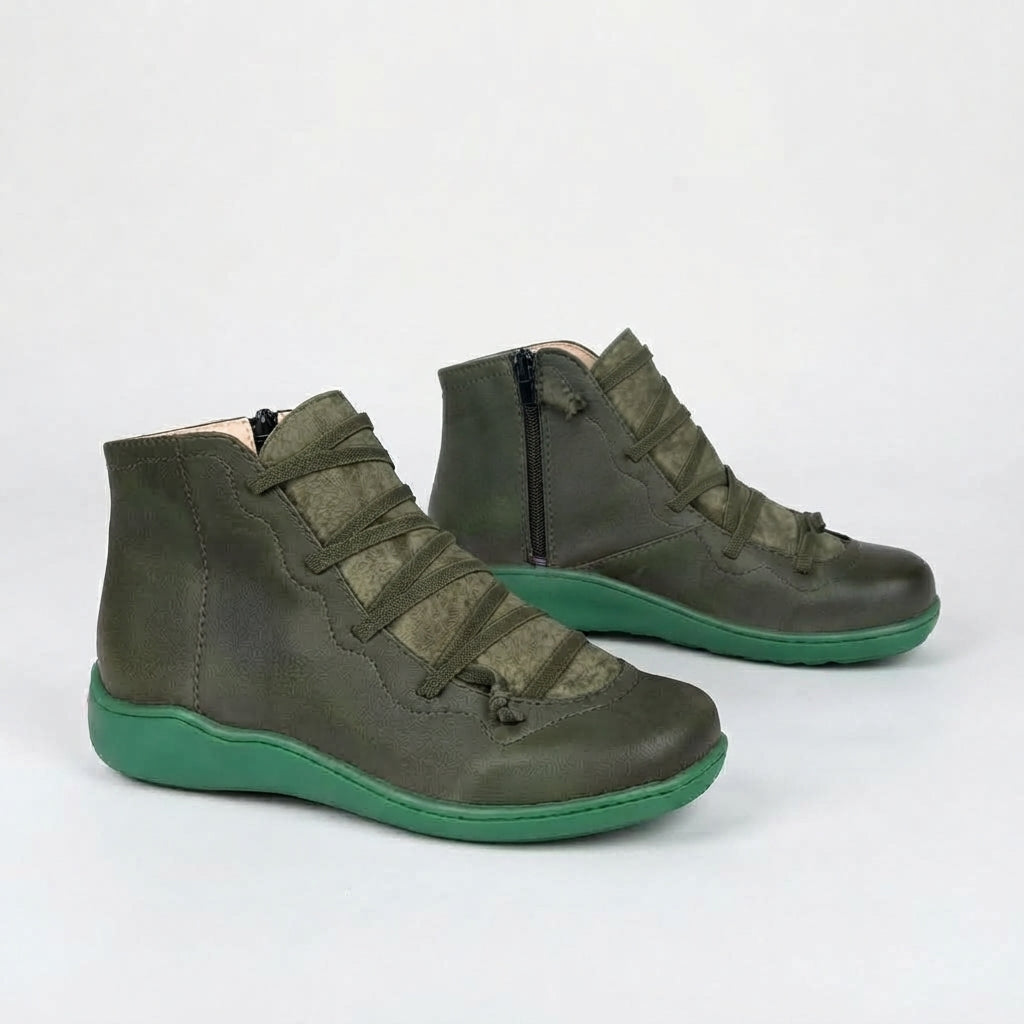 Women's Comfortable Lace-Up Leather Ankle Boots