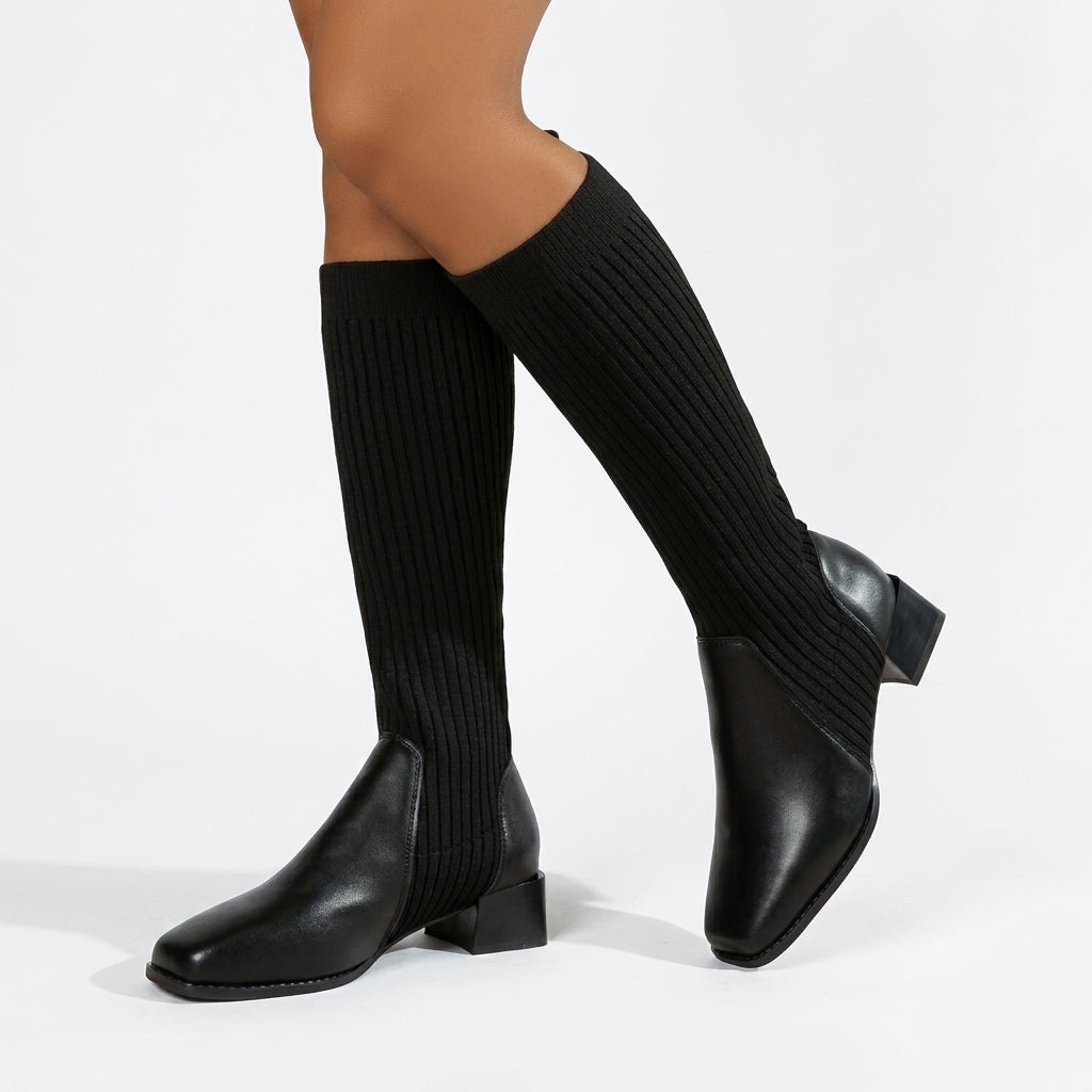 Women's Knee High Leather Sock Boots