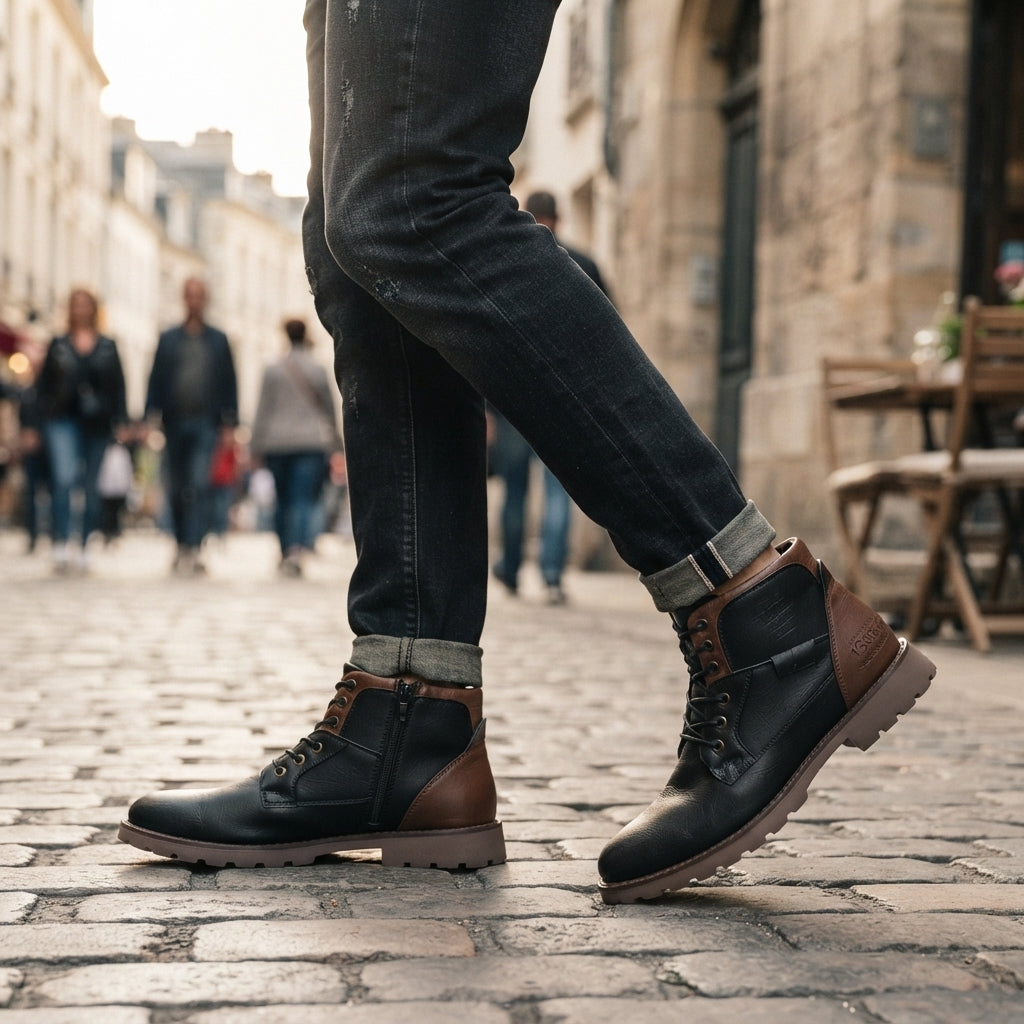 Men's Lace-Up Leather Ankle Boots