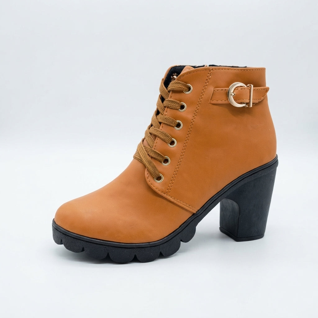 Women's Comfortable Heeled Platform Ankle Boots