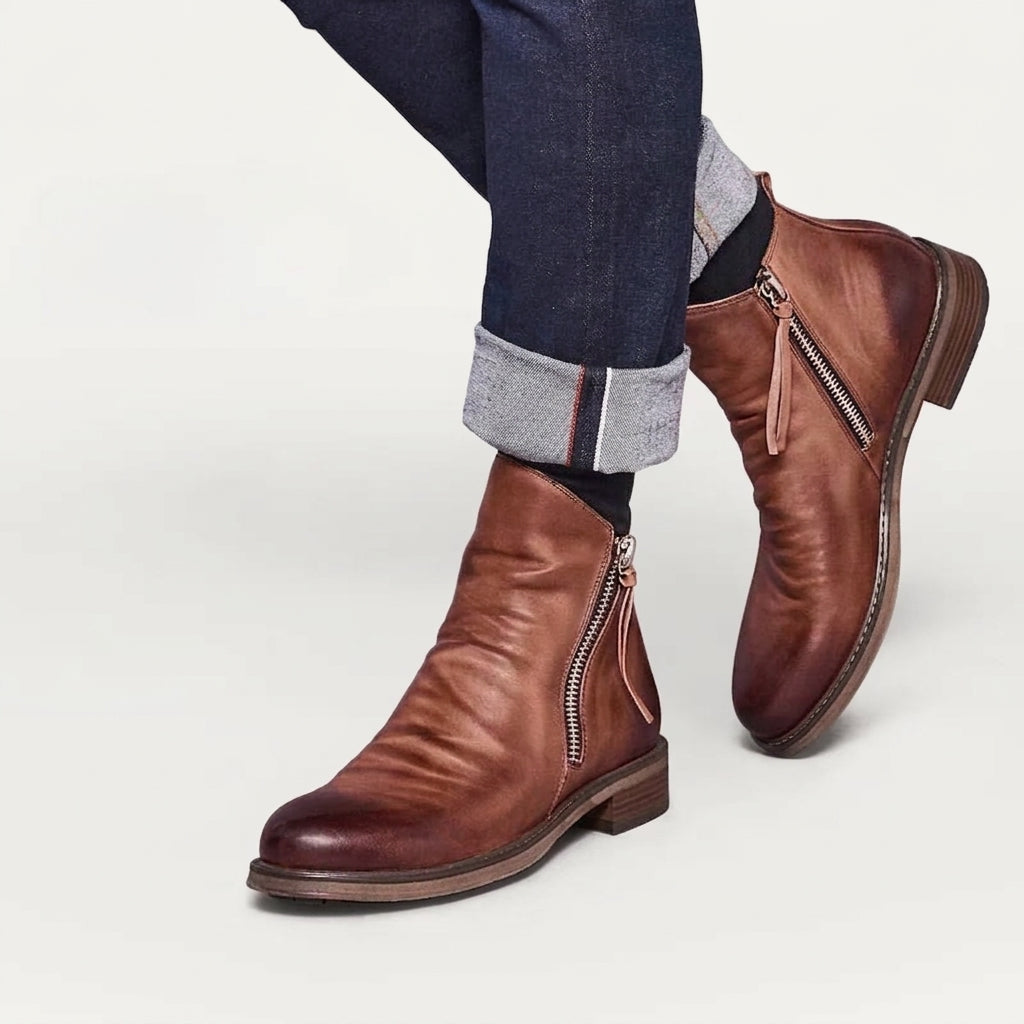 Men's Leather Slouch Ankle Boots