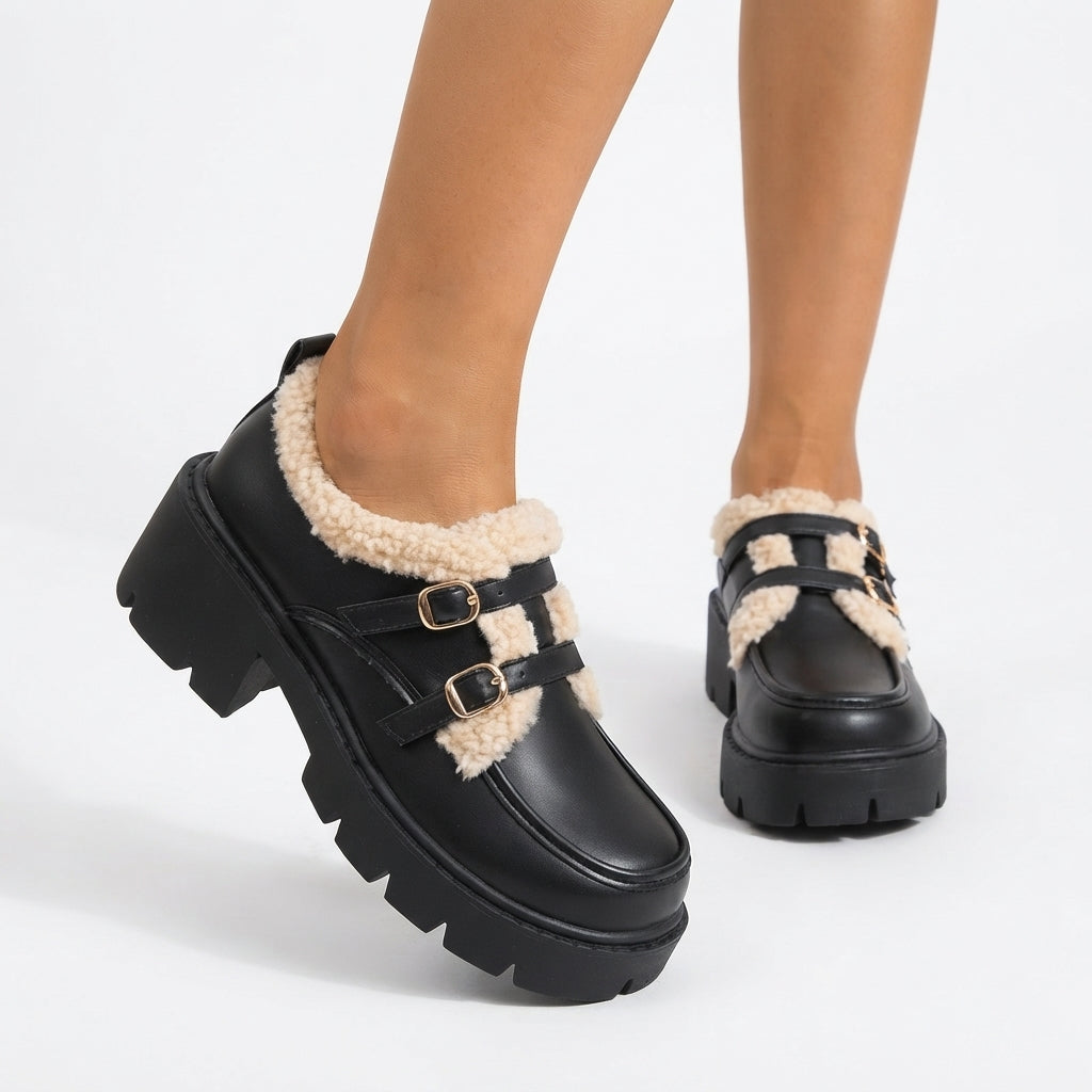 Women's Platform Monk-Strap Shoes