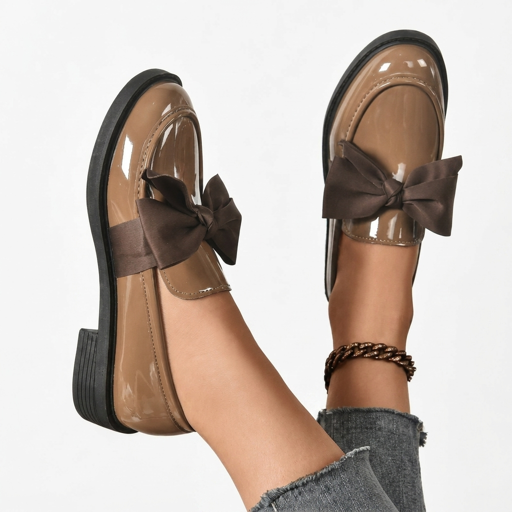 Women's Glossy Bow Loafers