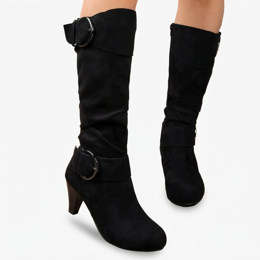Women's Knee High Heeled Slouch Boots