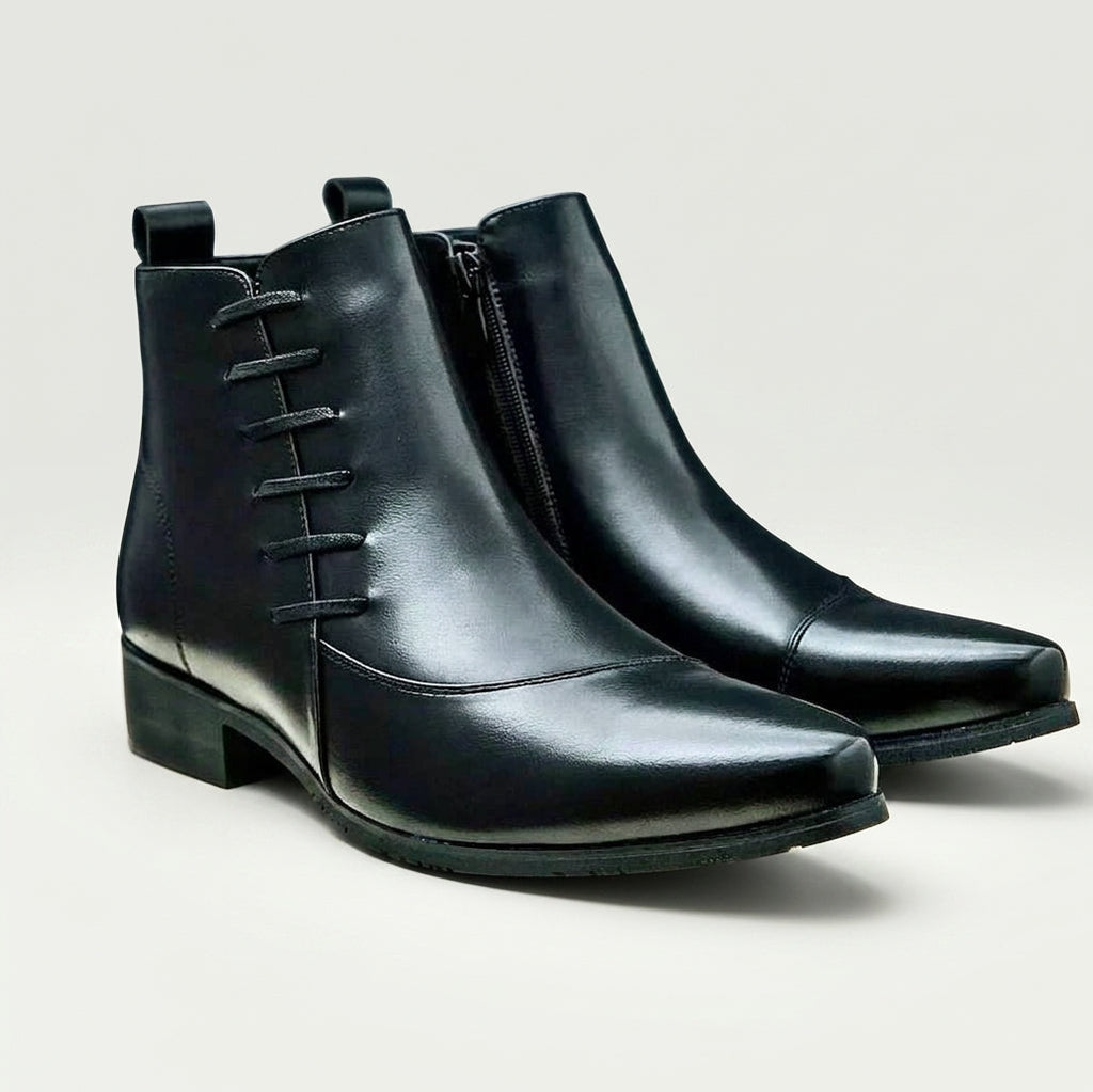 Men's Pointed Toe Leather Ankle Boots