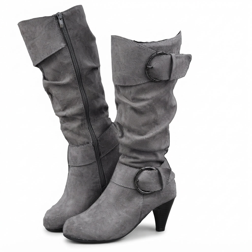 Women's Knee High Heeled Slouch Boots
