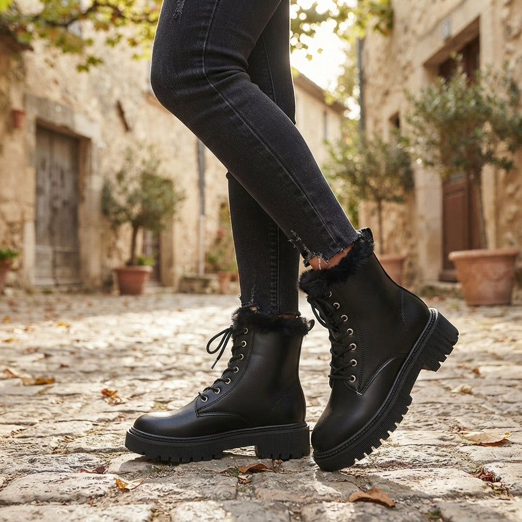 Women's Laced Lined Combat Boots
