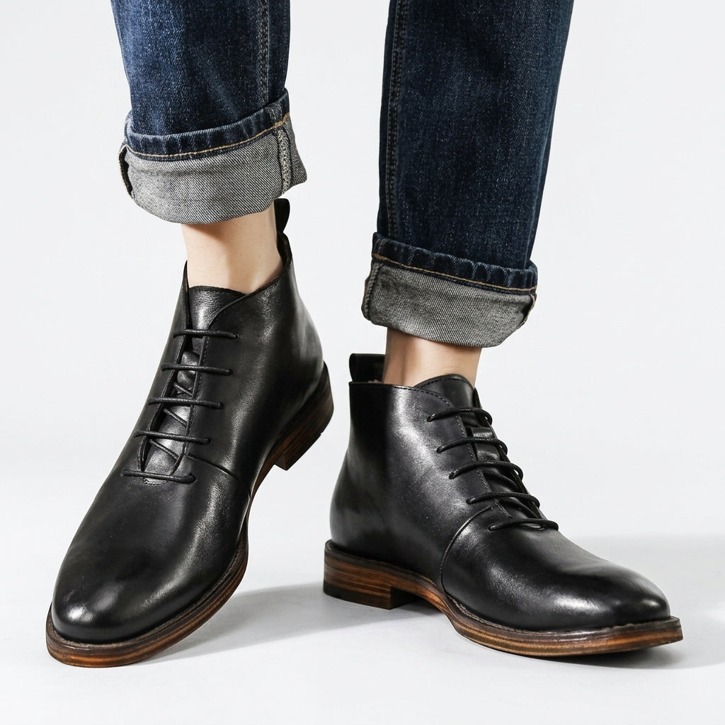 Men's Leather Slip-on Ankle Boots