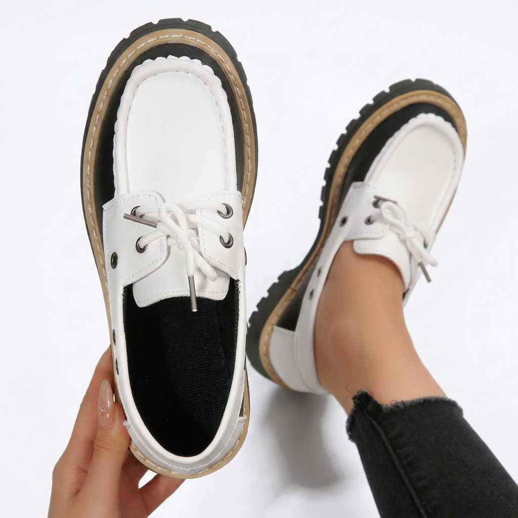 Women's Casual Platform Lace-Up Loafers
