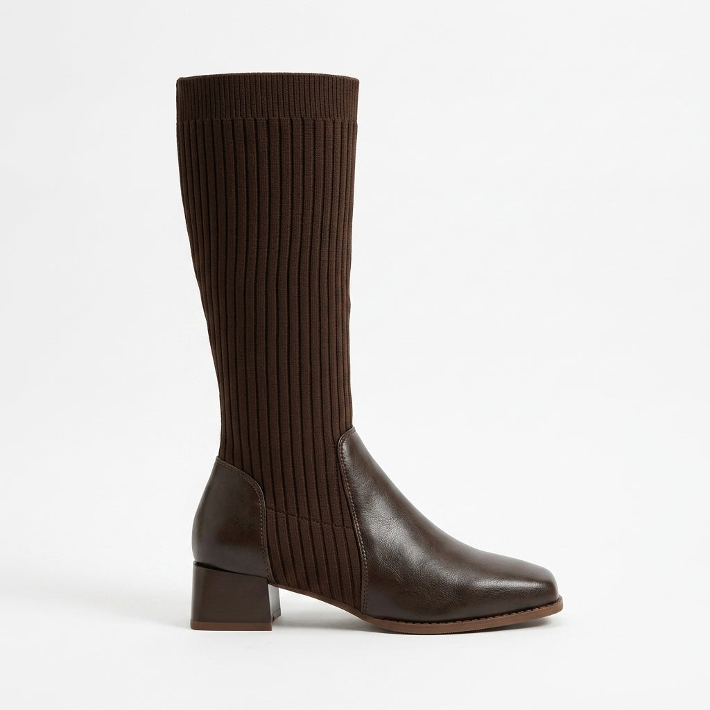 Women's Knee High Leather Sock Boots